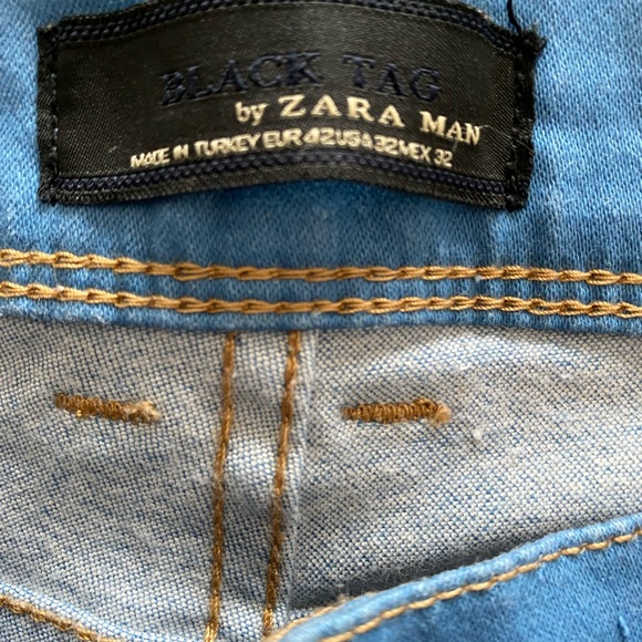 ZARA MAN BLACK TAG BLUE SKINNY PANTS - Picture 8 of 8